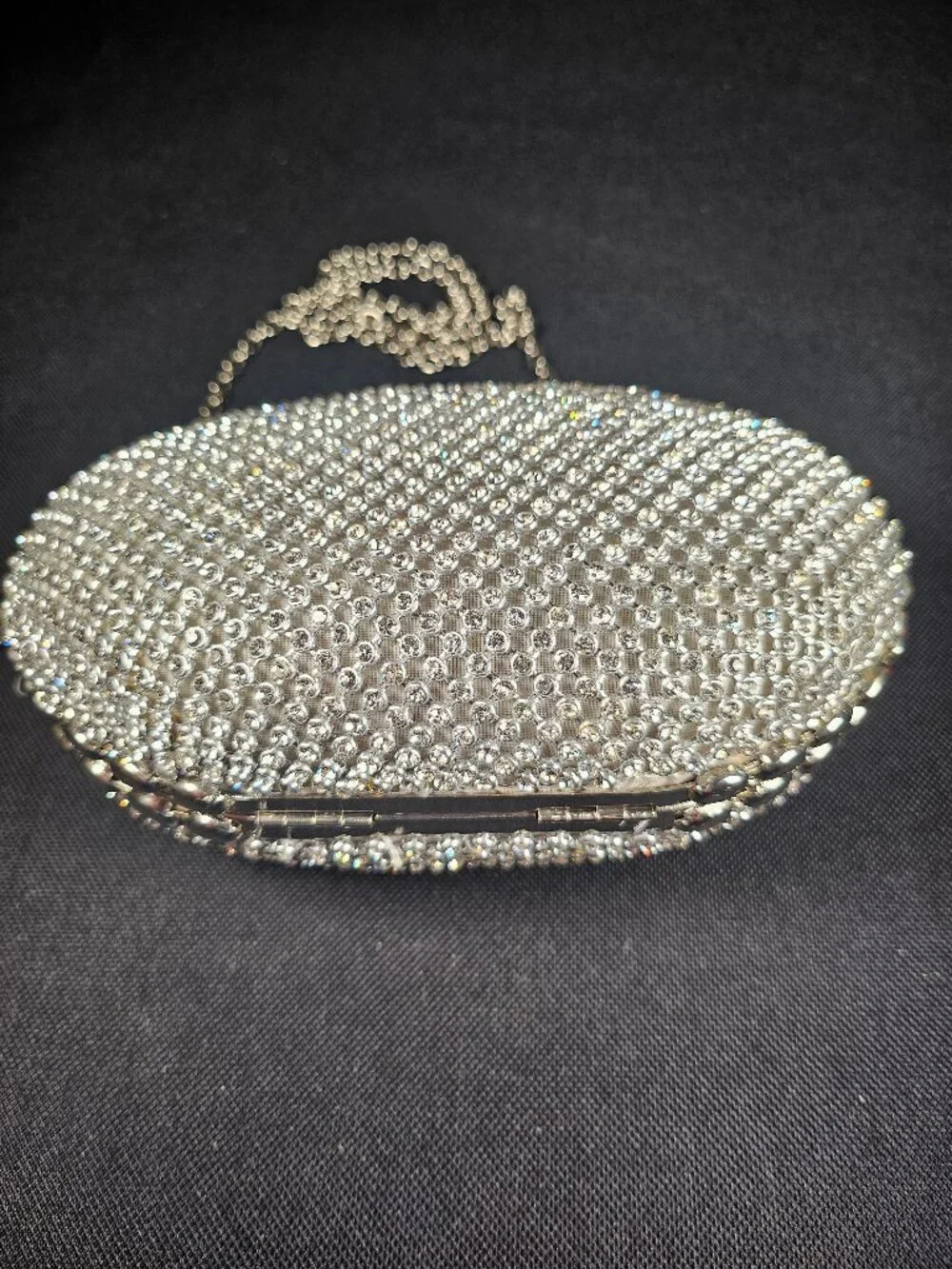 Sparkly Crystal Rhinestone Hard Shell Silver Wedding, Prom Clutch Purse